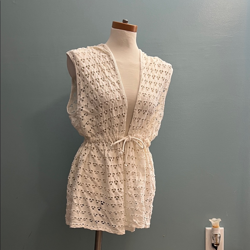 Dotti Cream Eyelet Swim Cover up Sz L
